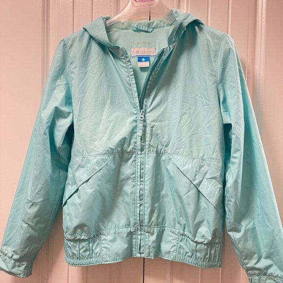 Columbia Aqua Windbreaker Omni-Tech Hooded Rain Jacket Girls - (14/16) Large - Picture 3 of 13